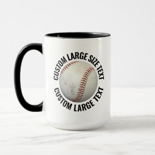 Large Text BLACK Combo 15oz Custom Baseball Mug