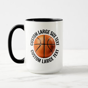 Large Text BLACK Combo 15oz Custom Basketball Mug