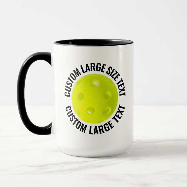 Large Text BLACK Combo 15oz Custom Pickleball Mug (Left)