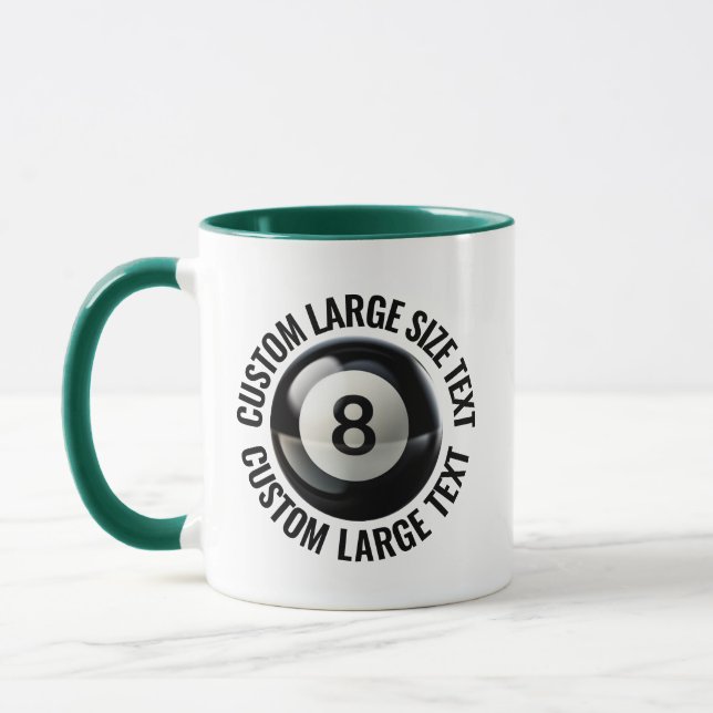 Large Text HUNTER GREEN Combo 11oz Custom 8 Ball Mug (Left)
