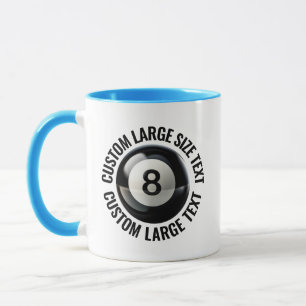 Large Text LIGHT BLUE Combo 11oz Custom 8 Ball Mug