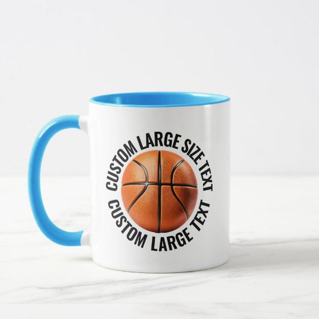 Large Text LIGHT BLUE Combo 11oz Custom Basketball Mug (Left)