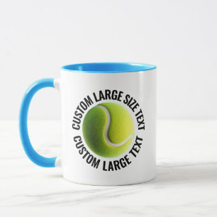 Large Text LIGHT BLUE Combo 11oz Custom Tennis Mug