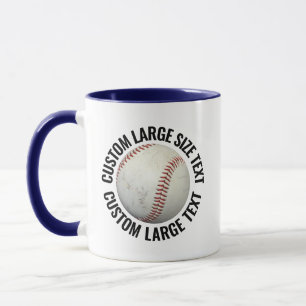 Large Text NAVY BLUE Combo 11oz Custom Baseball Mug