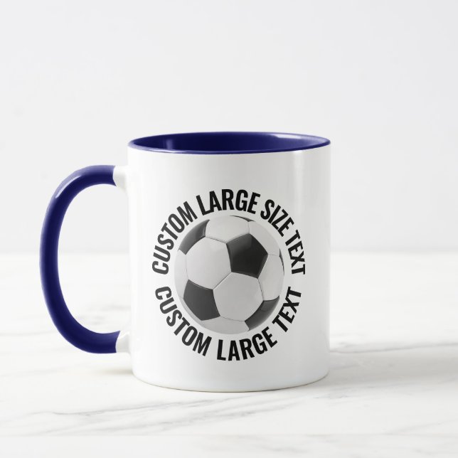 Large Text NAVY BLUE Combo 11oz Custom Soccer Mug (Left)