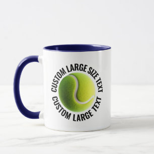 Large Text NAVY BLUE Combo 11oz Custom Tennis Mug