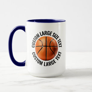 Large Text NAVY BLUE Combo 15oz Custom Basketball Mug