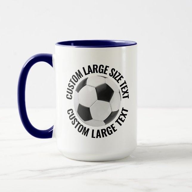 Large Text NAVY BLUE Combo 15oz Custom Soccer Mug (Left)