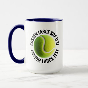 Large Text NAVY BLUE Combo 15oz Custom Tennis Mug