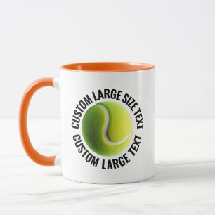 Large Text ORANGE Combo 11oz Custom Tennis Mug