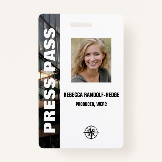 Large Text SPECIAL EVENT PRESS PASS and Photo I.D. ID Badge (Front)