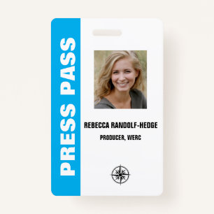 Large Text SPECIAL EVENT PRESS PASS and Photo I.D. ID Badge