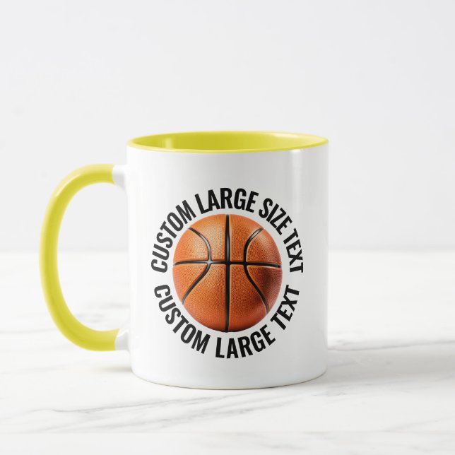 Large Text YELLOW Combo 11oz Custom Basketball Mug (Left)