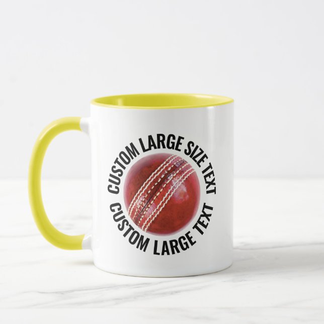 Large Text YELLOW Combo 11oz Custom Cricket Mug (Left)
