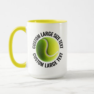 Large Text YELLOW Combo 15oz Custom Tennis Mug