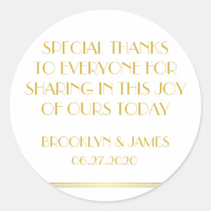 Large Thank You Gold Great Gatsby Wedding Stickers