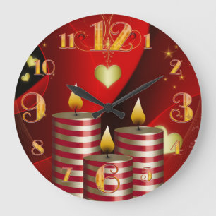 Large Three Christmas Candles Clock