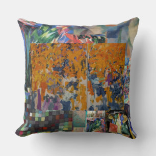 large throw pillow with abstract collage