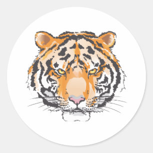 Large Tiger Head Classic Round Sticker