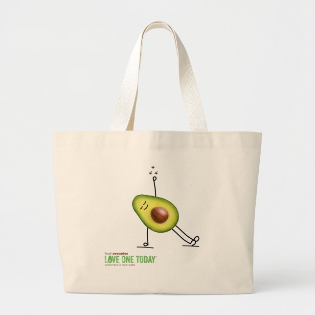 Large Tote Bag, 100% cotton, with avocado yogi (Front)
