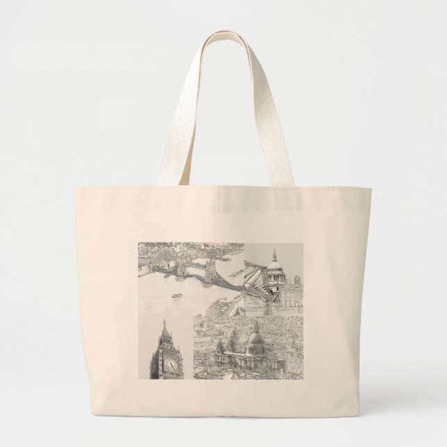 Large Tote Bag - Icons of London (Front)