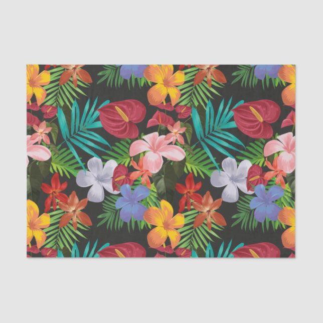 Large Tropical Flowers Hibiscus Decoupage Tissue Paper (Front)