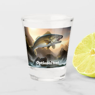 Large Trout in Rapids Shot Glass