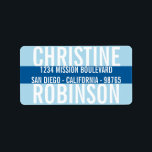 Large type bold navy blue colour stripe modern label<br><div class="desc">Add some fun and personality with these eye catching return address labels. These contemporary stickers are perfect for all type of packages or party invitations.</div>