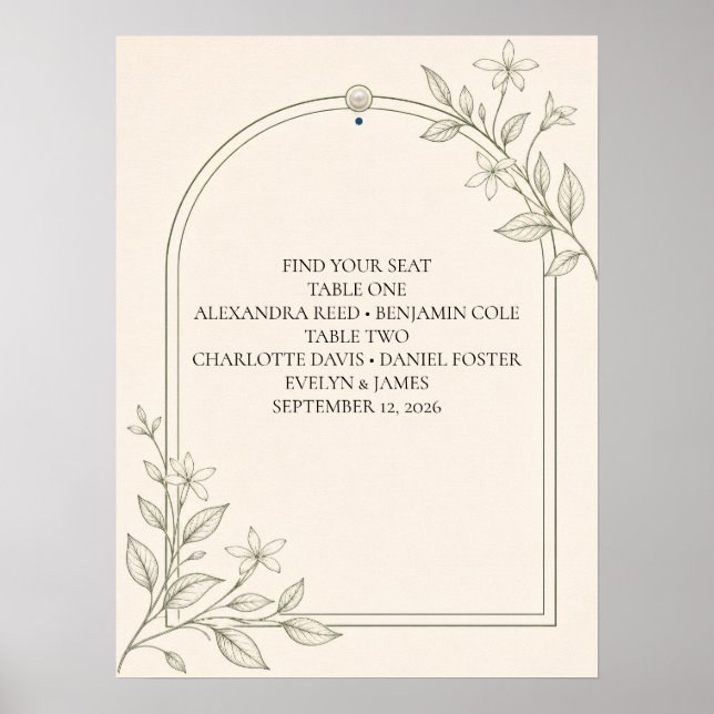 Large Type Intimate Wedding Seating Chart Poster (Front)