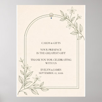 Large Type Olive Botanical Cards & Gifts Sign