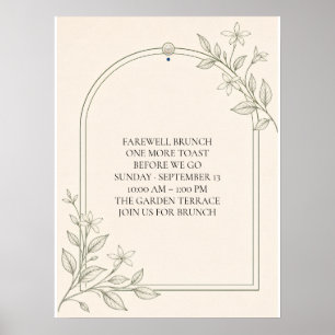 Large Type Olive Botanical Farewell Brunch Sign