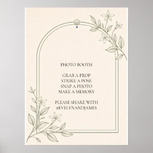 Large Type Olive Botanical Photo Booth Sign