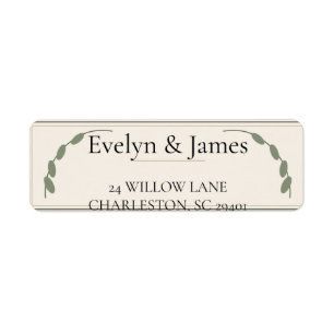 Large Type Olive Botanical Return Address Label