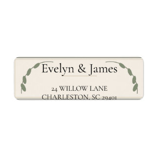 Large Type Olive Botanical Return Address Label