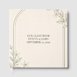 Large Type Olive Botanical Wedding Guest Book