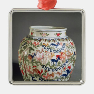 Large vase decorated with five colours metal tree decoration