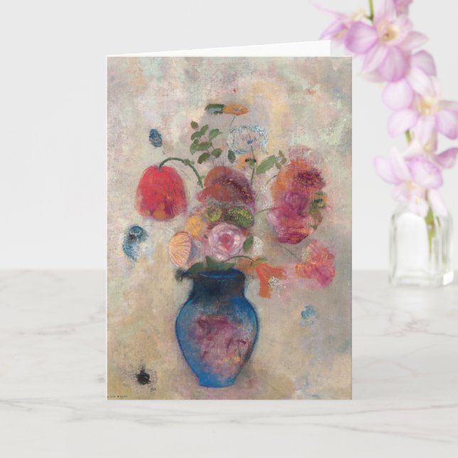 Large Vase with Flowers by Odilon Redon Card (Orchid)