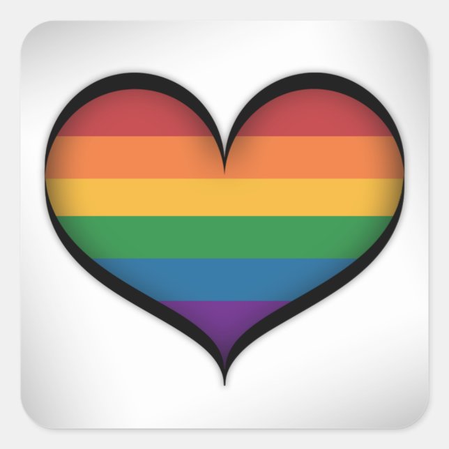 Large Vector Heart in LGBTQ Rainbow Pride Flag  Square Sticker (Front)