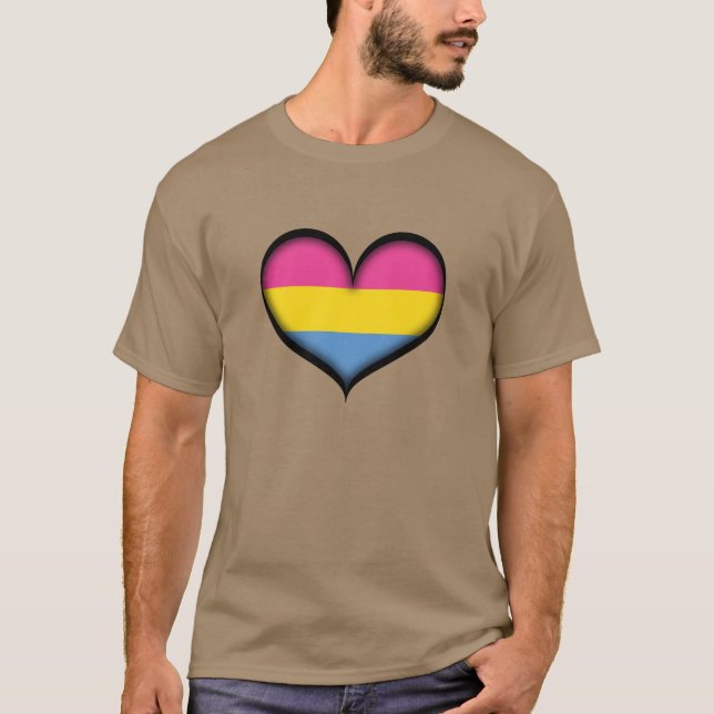Large Vector Heart in Pansexual Pride Flag Colours T-Shirt (Front)