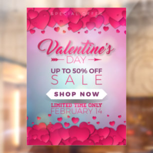 Large Vertical Valentine's Day Business Sale Window Cling