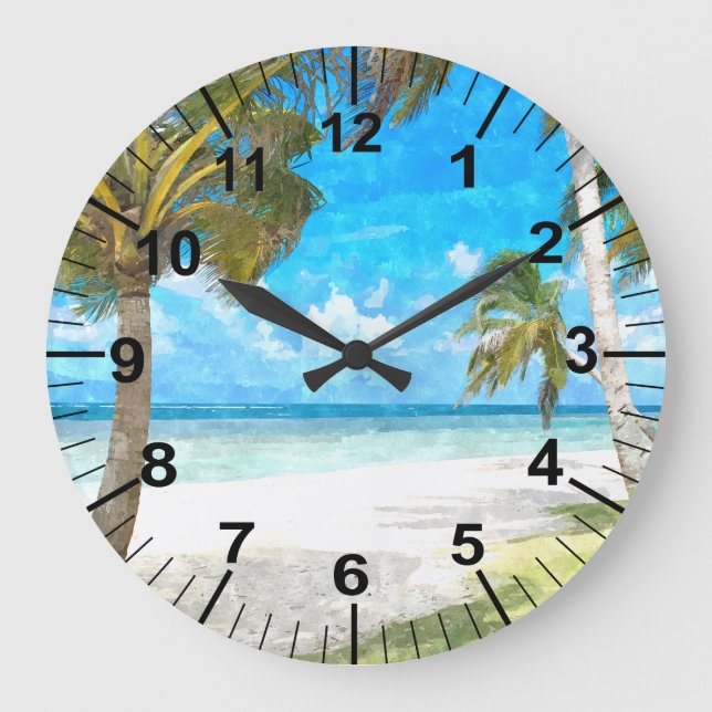 Large Vintage Beach Theme Wall Clock (Front)