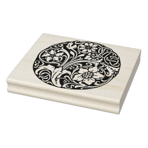Large Vintage Flower Design  Rubber Stamp