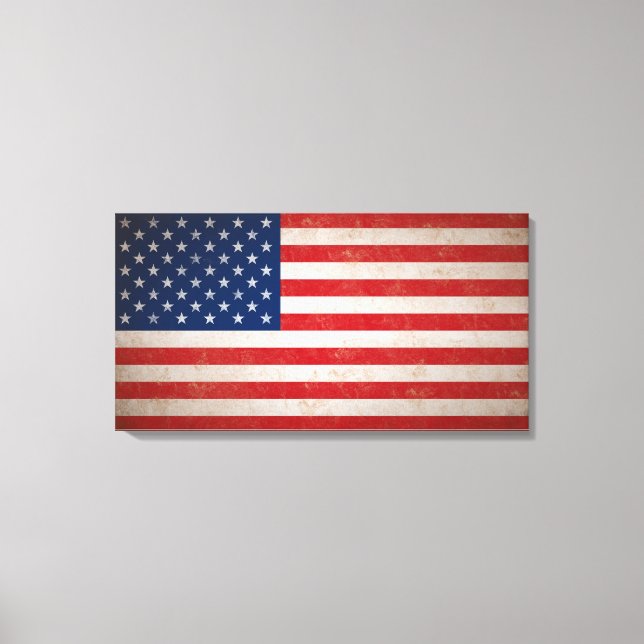 Large Vintage Grunge Style American Flag Canvas (Front)