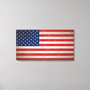 Large Vintage Grunge Style American Flag Canvas Print