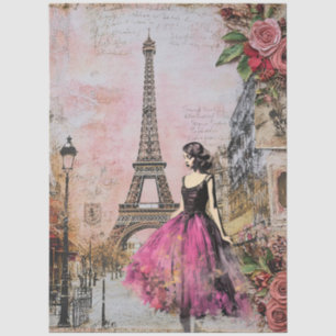 Large Vintage Inspired Girl In Paris Tissue Paper