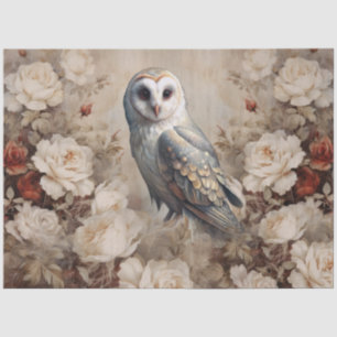 Large Vintage Inspired Victorian Era Roses & Owl Tissue Paper