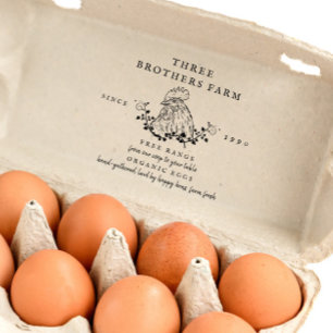 Large Vintage Rustic Egg Carton Custom Family Farm Rubber Stamp