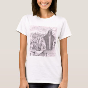 Large Virgin Mary on a Hill Healing a Crowd of Man T-Shirt