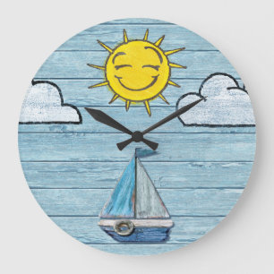Large wall clock Driftwood Beach design