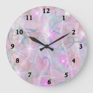 Large Wall Clock Pink Abstract Design